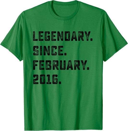 10th Birthday Gift Legendary Since February 2016 10 Yrs Old T-Shirt - T-Shirt | Irish Green