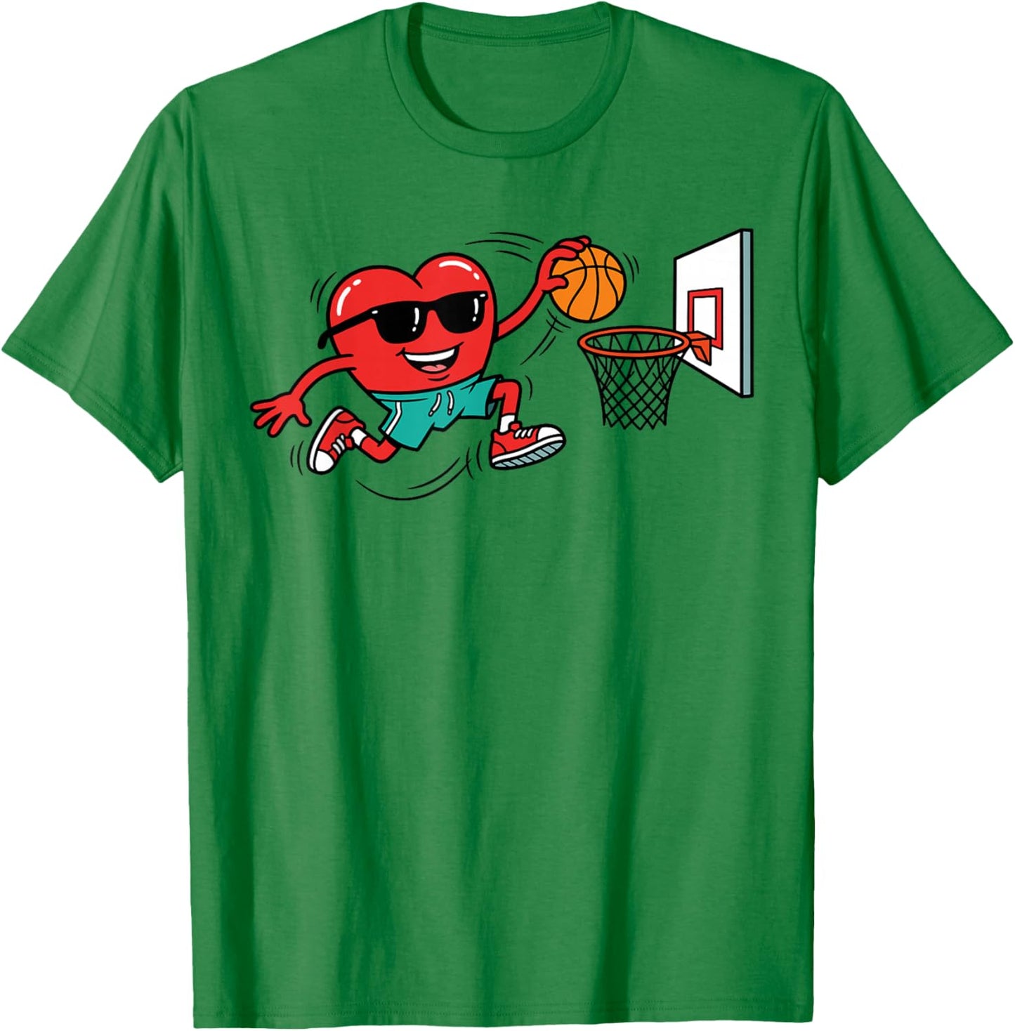 Heart Valentines Day Basketball Men Boys Kids Teens T-Shirt - T-Shirt | Irish Green