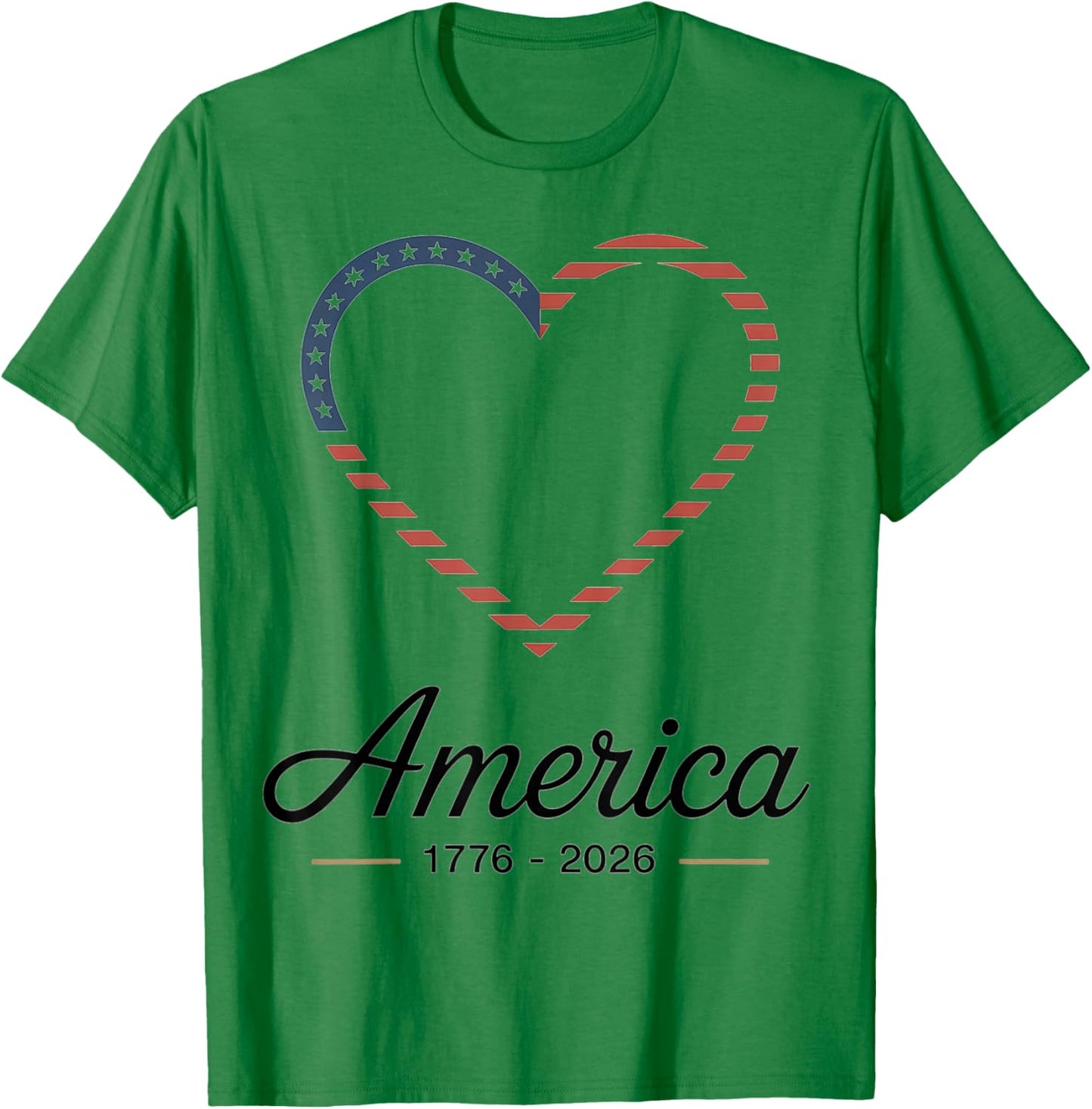 Flag Heart 1776 2026 July 4th 250th Birthday T-Shirt - T-Shirt | Irish Green