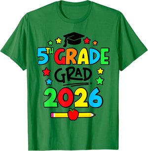 Fifth 5th Grade Grad 2026 Elementary School Graduate T-Shirt - T-Shirt | Irish Green