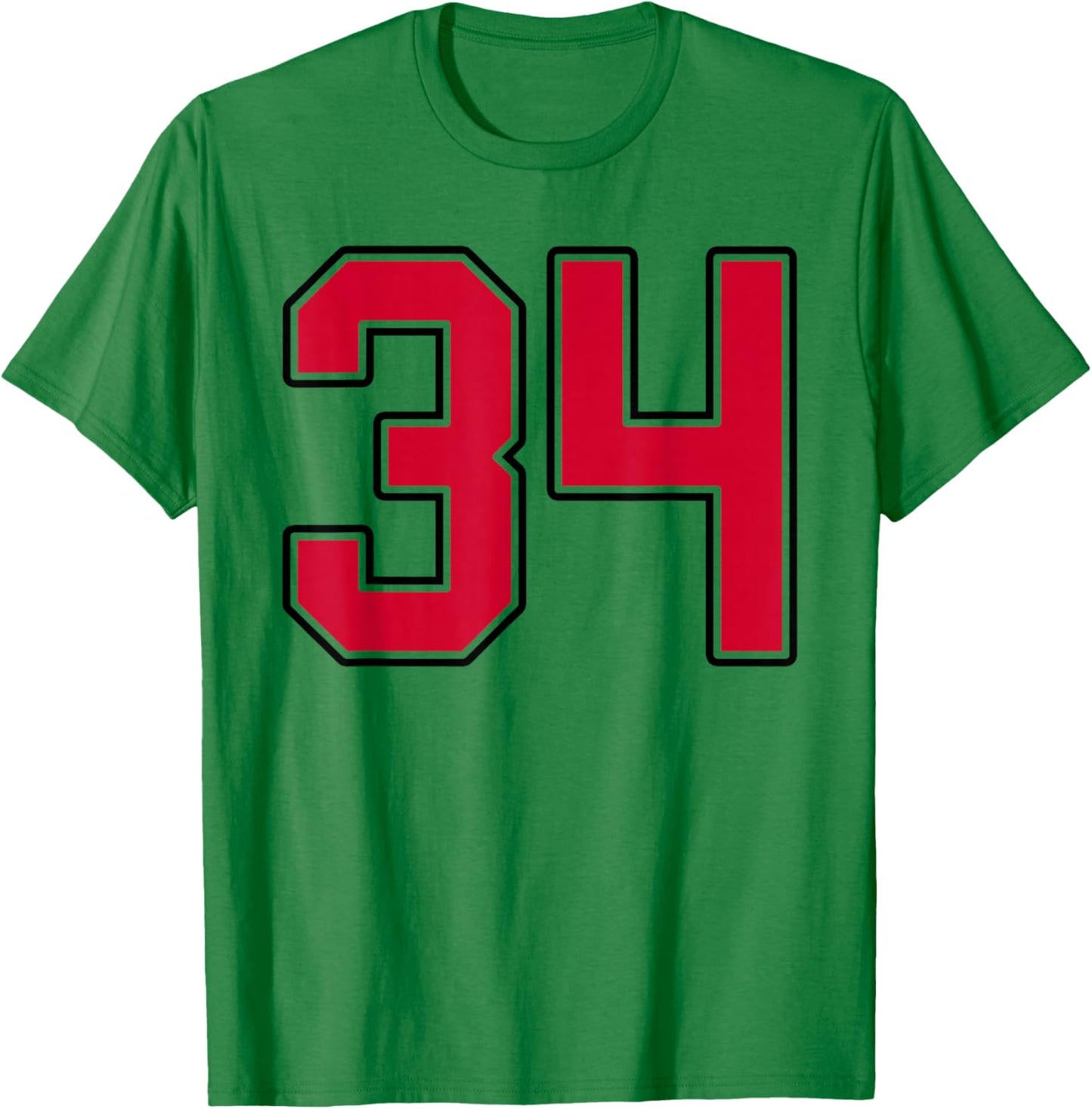 Red and Black Number 34 Jersey Player Uniform #34 T-Shirt - T-Shirt | Irish Green