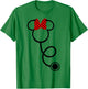 Disney Minnie Mouse Minnie Red Polka Dot Bow Stethoscope T-Shirt - T-Shirt | Irish Green