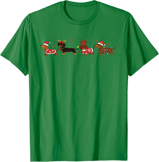 Funny Christmas Dachshund Cute Santa Dachshund Christmas T-Shirt - T-Shirt | Irish Green