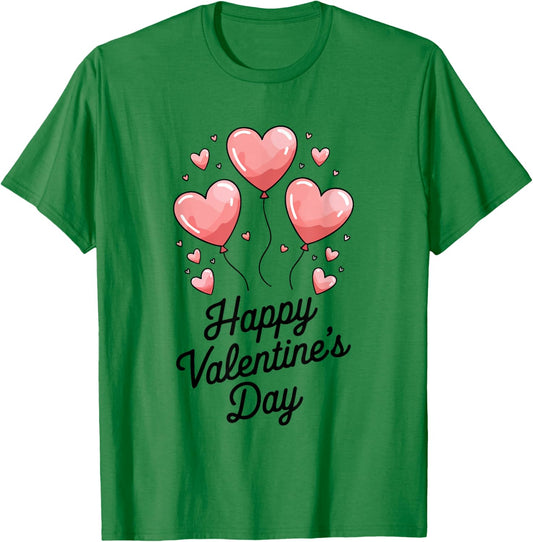 Valentine's Day Heart Shaped Balloons Whimsical Cute T-Shirt - T-Shirt | Irish Green