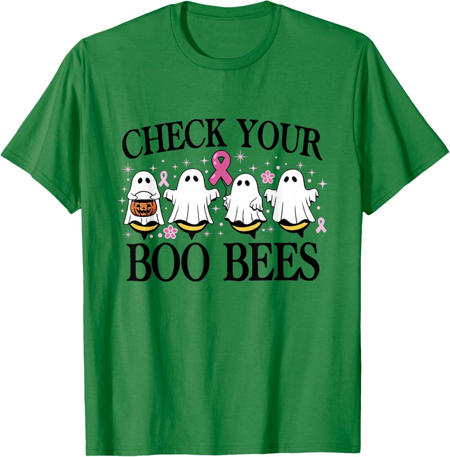 Check Your Boo Bees Funny Breast Cancer T-Shirt - T-Shirt | Irish Green