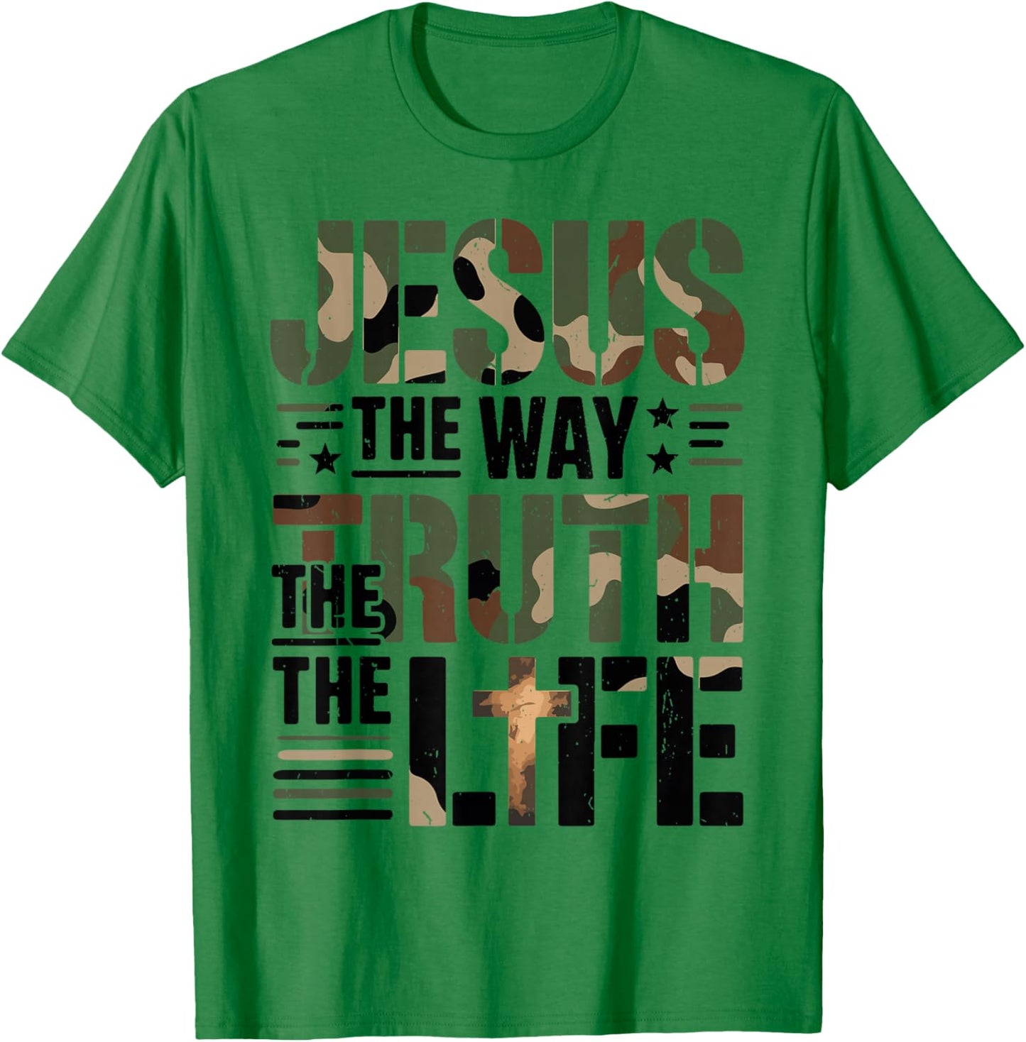 Christian Camouflage Jesus Way Truth Life Camo Bible Verse T-Shirt - T-Shirt | Irish Green
