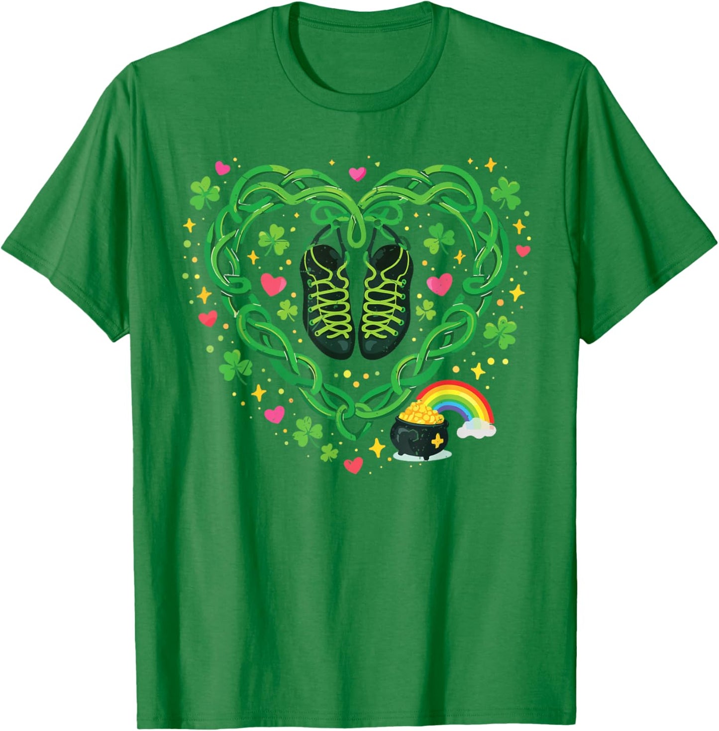 Toddler Girl St Patricks Day Irish Dance Celtic Knot Heart T-Shirt - T-Shirt | Irish Green