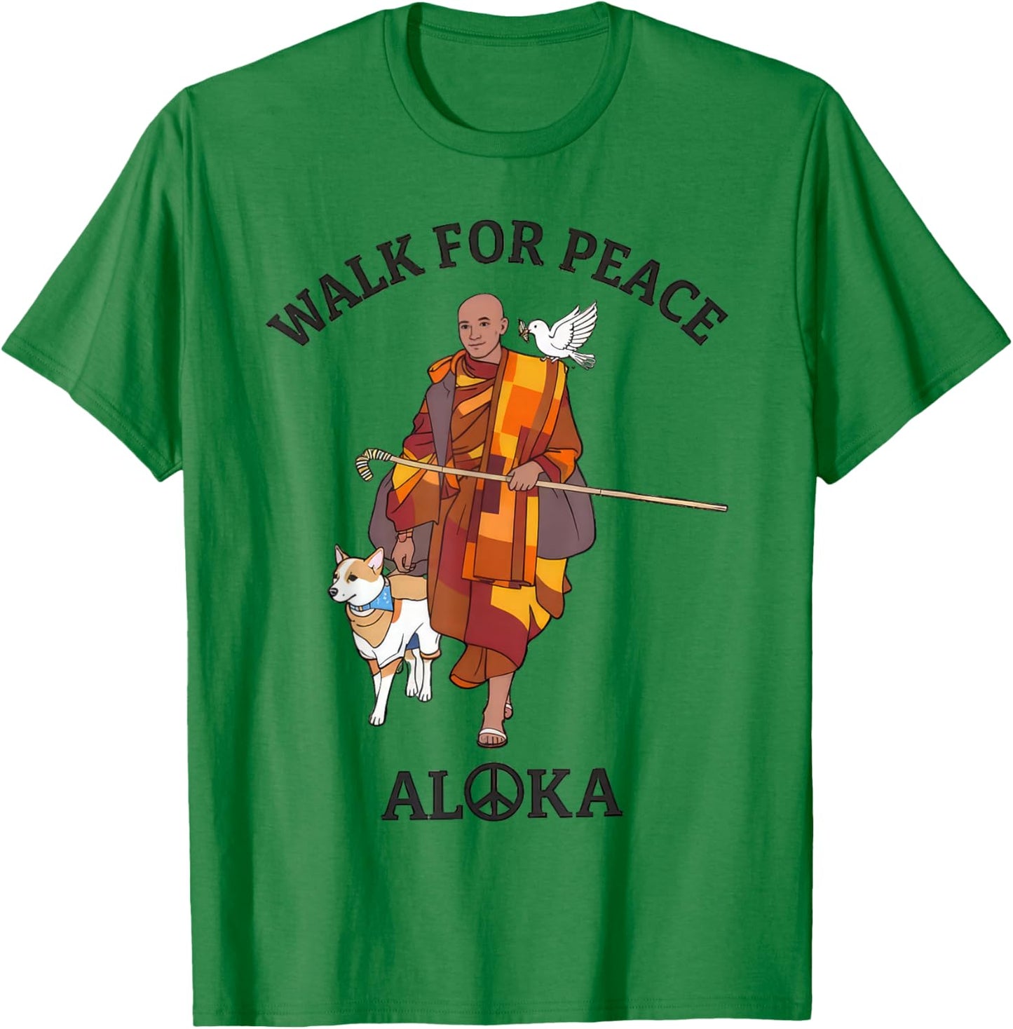 Walk for Peace Buddhist Monks Inspirational Journey T-Shirt - T-Shirt | Irish Green