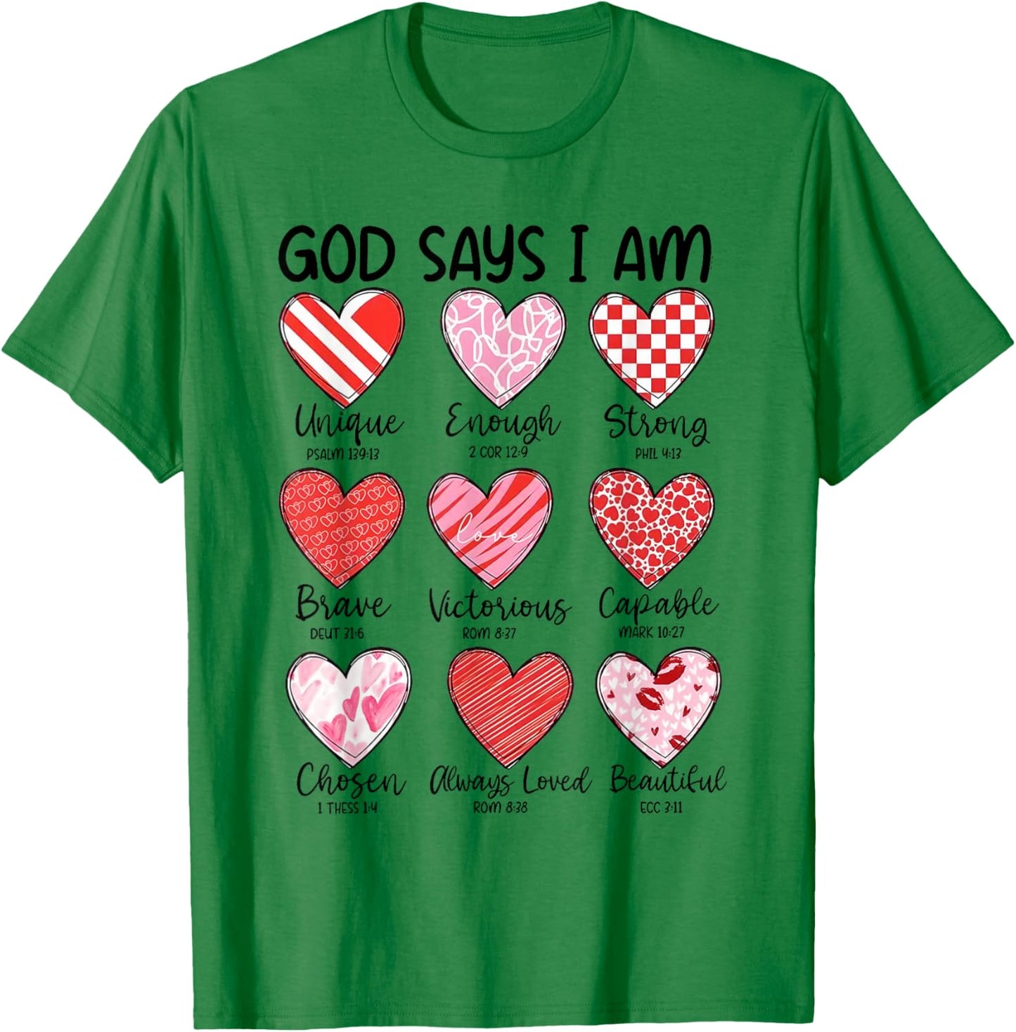 God Says I Am Retro Valentine Jesus Bible Verse T-Shirt - T-Shirt | Irish Green