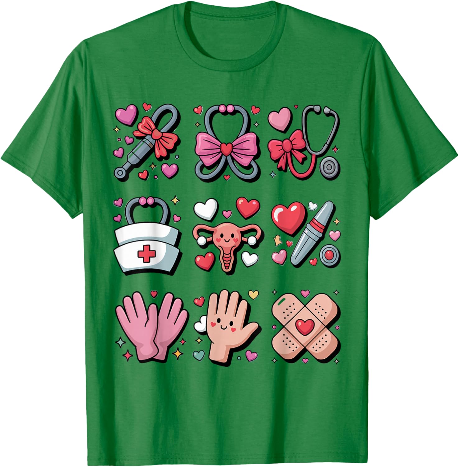 OBGYN Nurse Valentines Day Obstetrics Gynecologist L&D Heart T-Shirt - T-Shirt | Irish Green