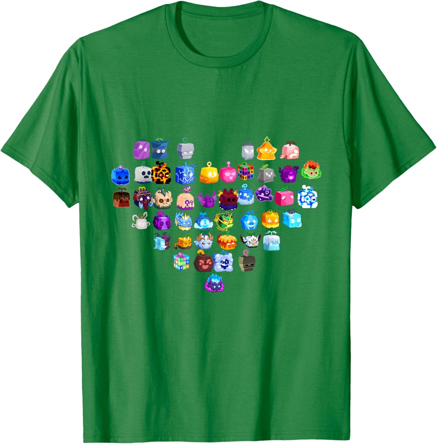 All Blox Fruits Heart Shaped T-Shirt - T-Shirt | Irish Green