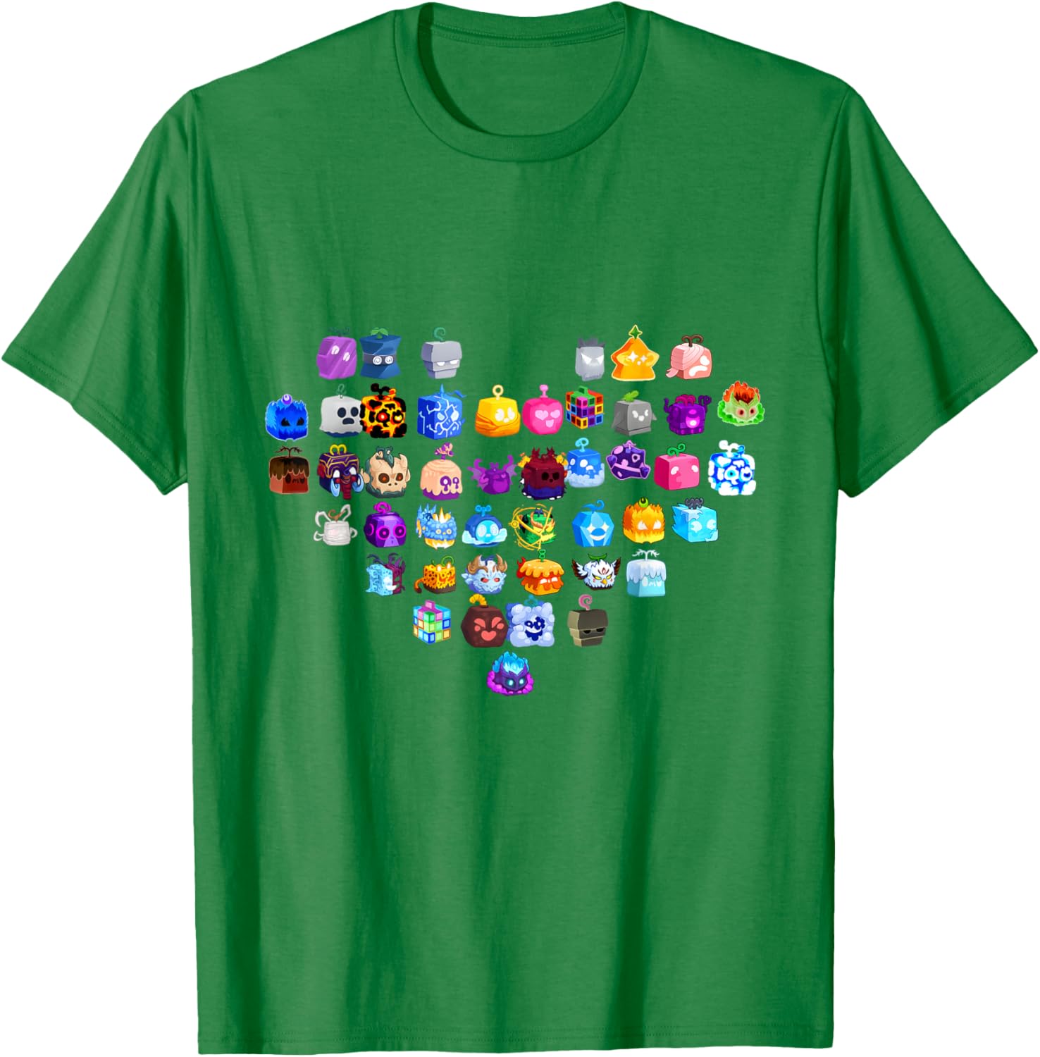 All Blox Fruits Heart Shaped T-Shirt - T-Shirt | Irish Green