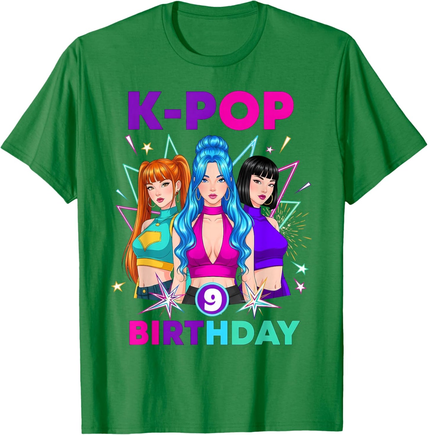 9 Years Old Birthday K Pop Kids 9th Birthday Girls K-pop T-Shirt - T-Shirt | Irish Green