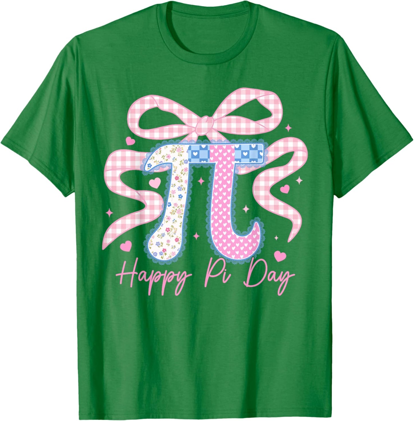 Happy Pi Day Coquette Bow 3.14 Pi Number Math Teacher Girls T-Shirt - T-Shirt | Irish Green