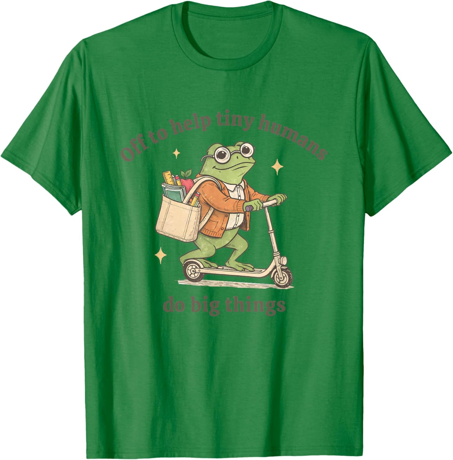 Retro Frog Elementary Teacher Help Tiny Humans Do Big Things T-Shirt - T-Shirt | Irish Green