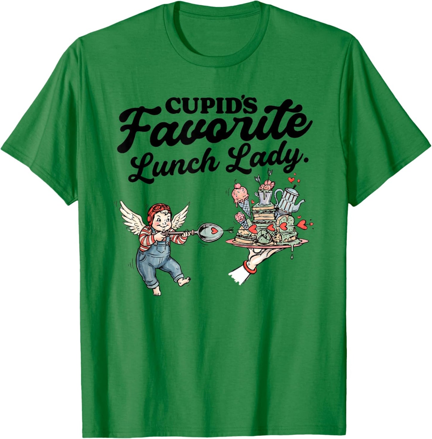Cupids Favorite Lunch Lady Valentine Day Love Lunch Lady T-Shirt - T-Shirt | Irish Green