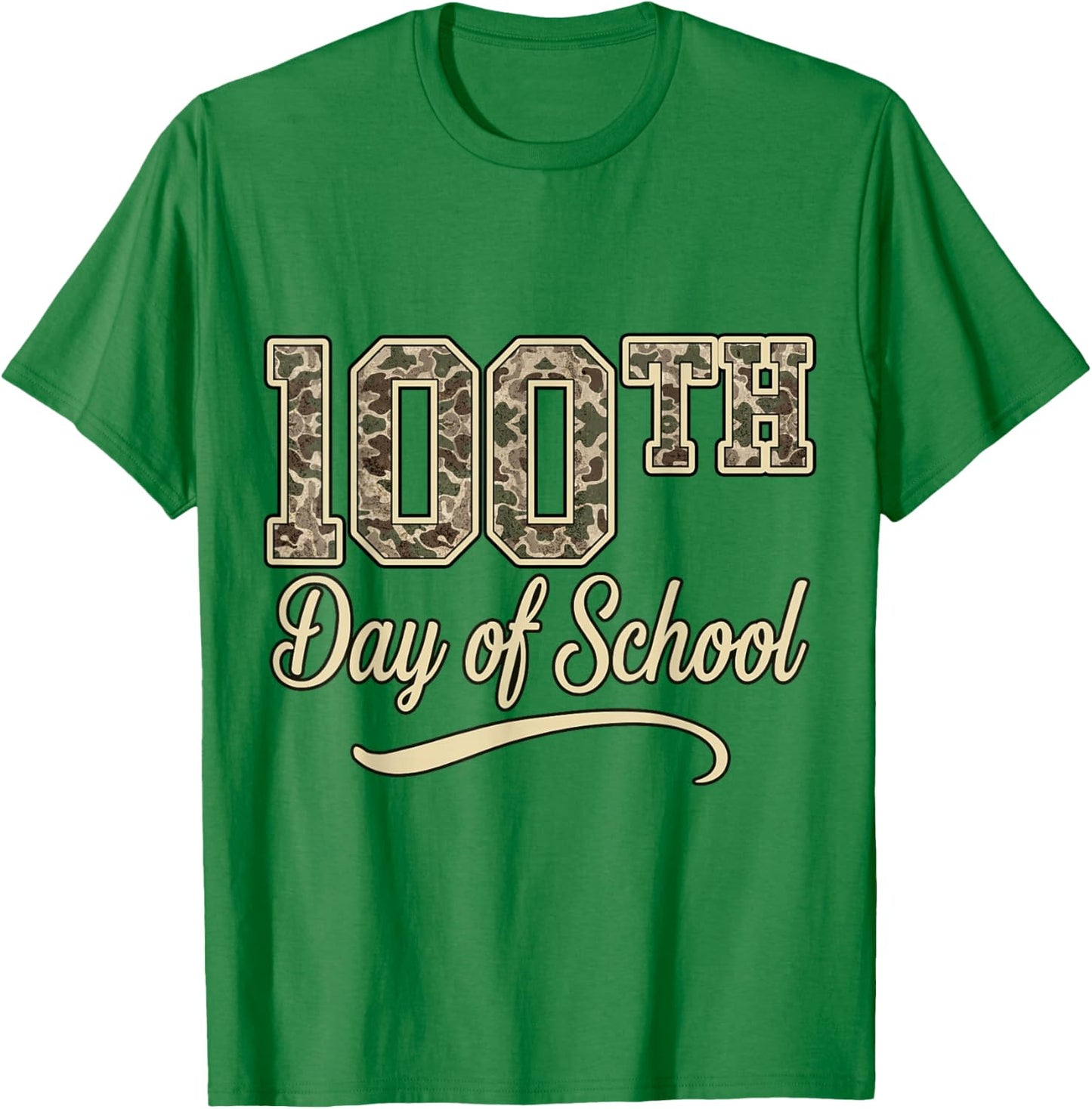 Retro 100 Day of School Boys Camo 100th Day of School Kids T-Shirt - T-Shirt | Irish Green