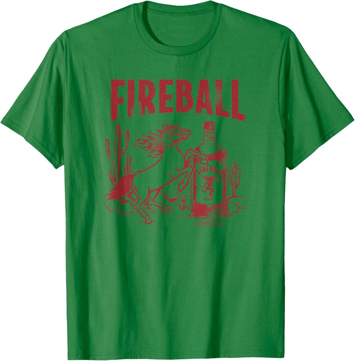 Fireball Flamin' Horse and Bottle Western Desert Scene Drink T-Shirt - T-Shirt | Irish Green