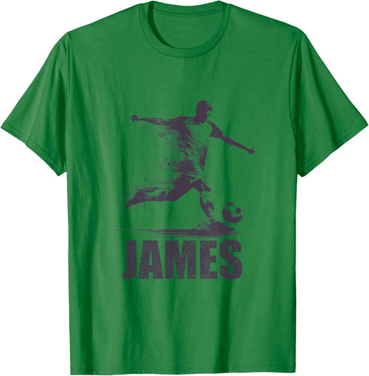 James Soccer Boys Personalized First Name James T-Shirt - T-Shirt | Irish Green