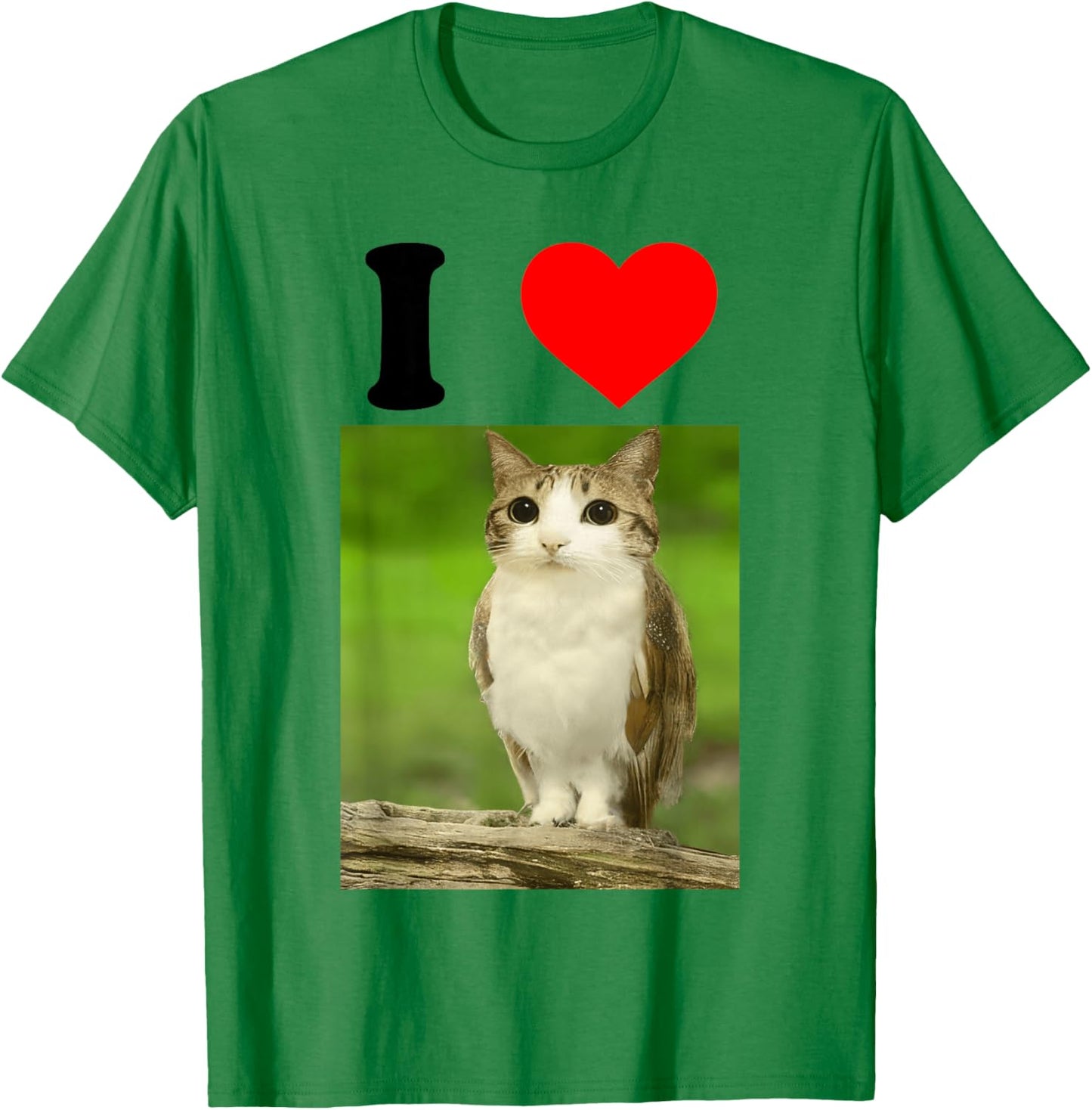 I Love Meowl - I Heart Meowl | Funny Cute Cat Owl Meme T-Shirt - T-Shirt | Irish Green