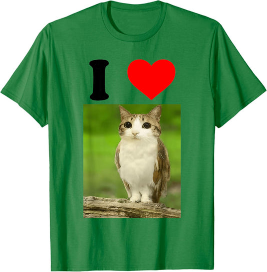 I Love Meowl - I Heart Meowl | Funny Cute Cat Owl Meme T-Shirt - T-Shirt | Irish Green