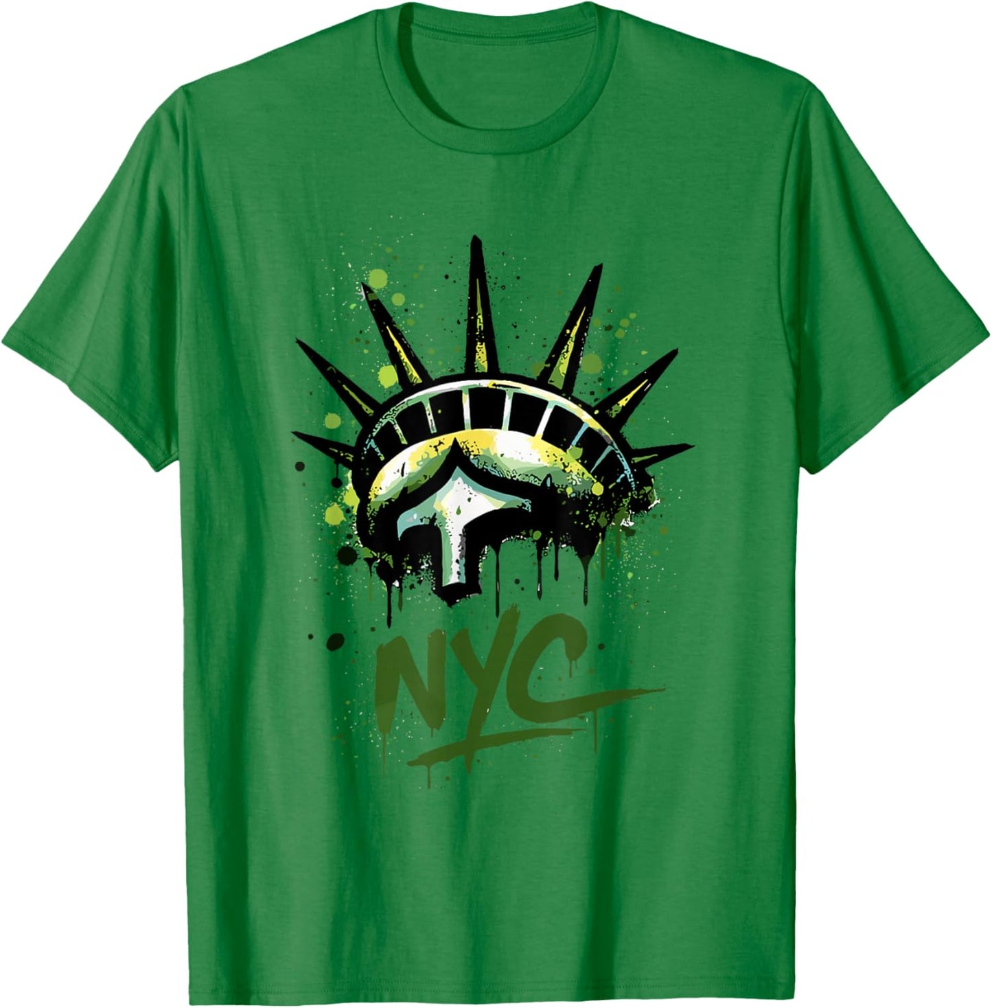 New York Statue of Liberty Crown Street Art Design T-Shirt - T-Shirt | Irish Green