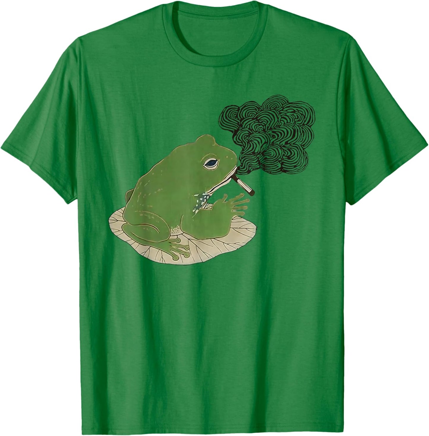 Tired Japanese Frog Funny Smoking Frog Meme Cigarette Gen Z T-Shirt - T-Shirt | Irish Green