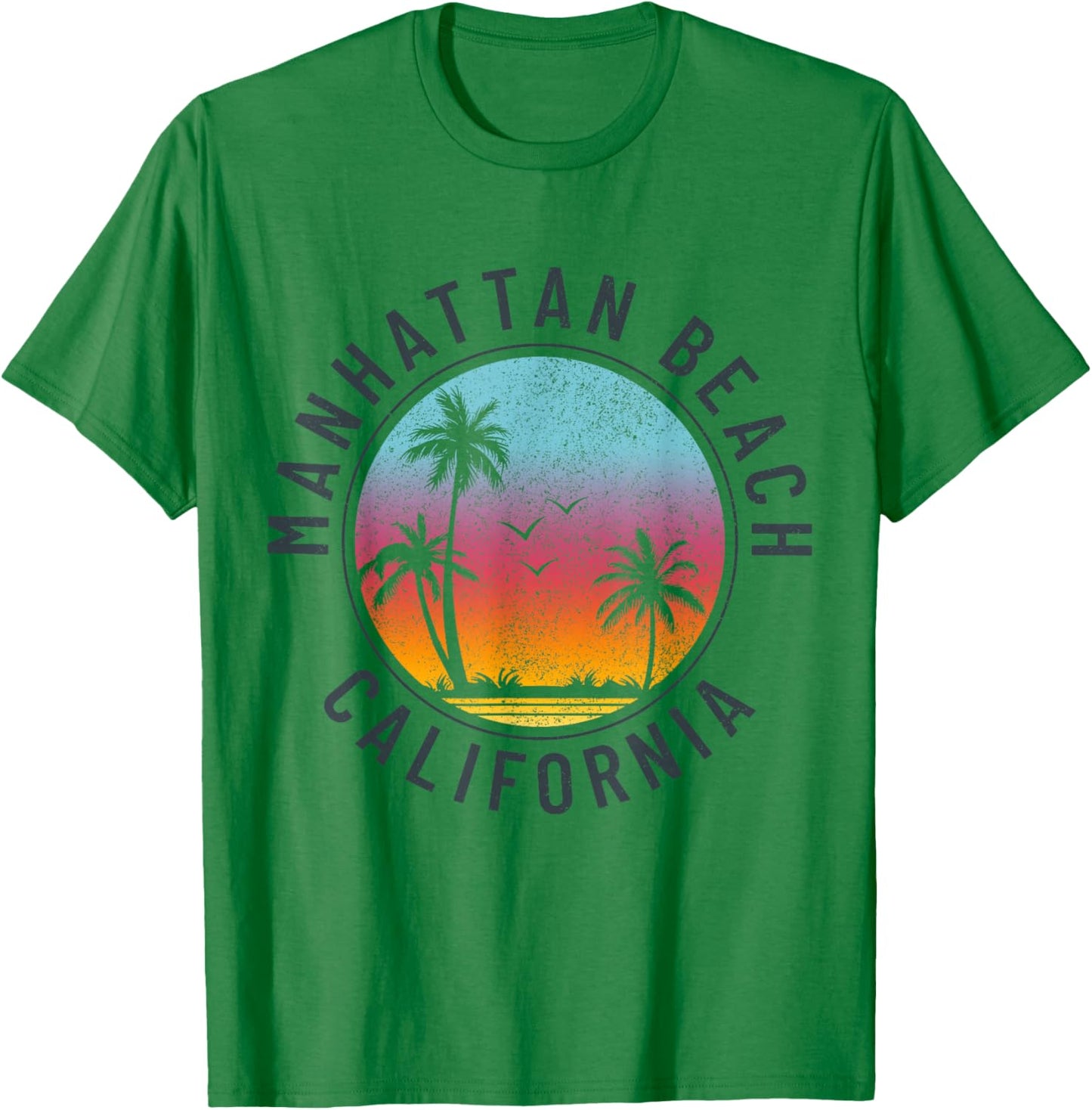 Manhattan Beach California Retro Vintage Surf T-Shirt - T-Shirt | Irish Green