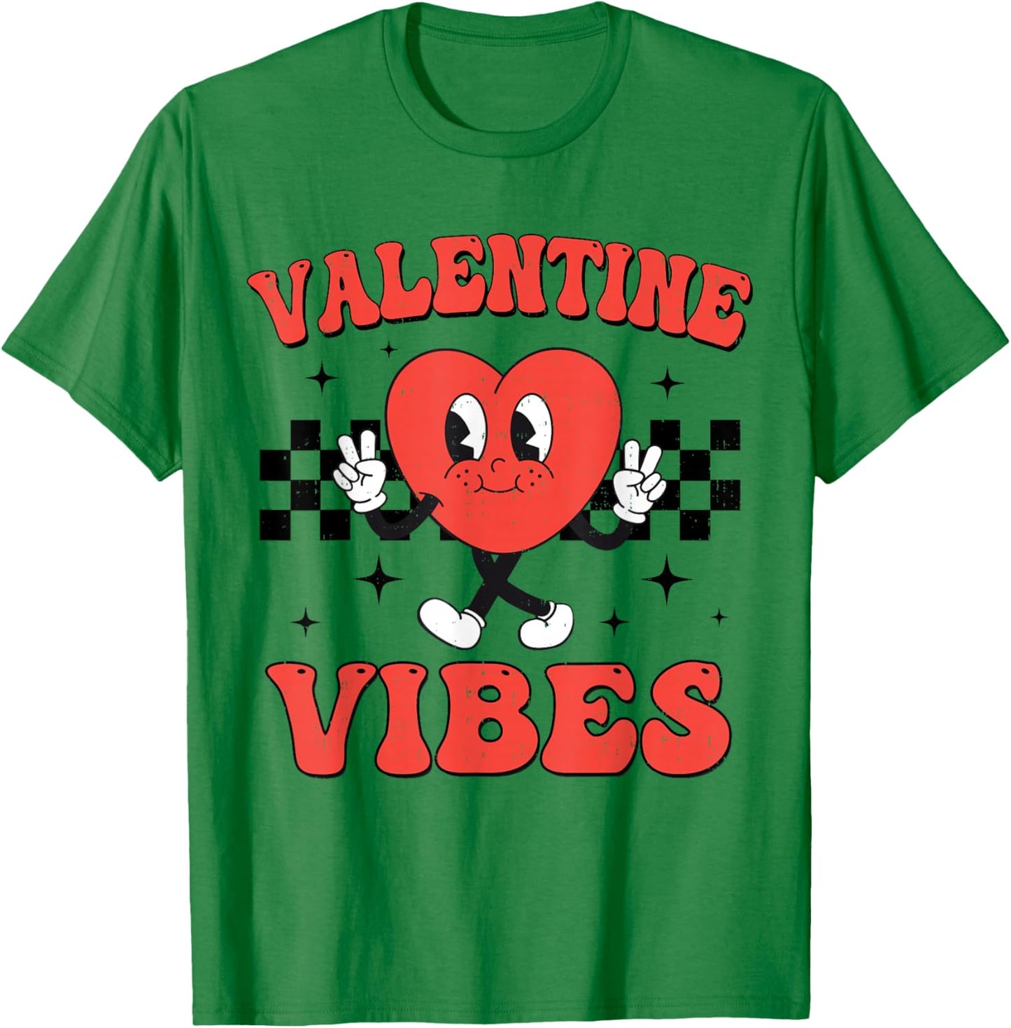Groovy Valentine Vibes Heart Peace Valentines Day Girls Boys T-Shirt - T-Shirt | Irish Green