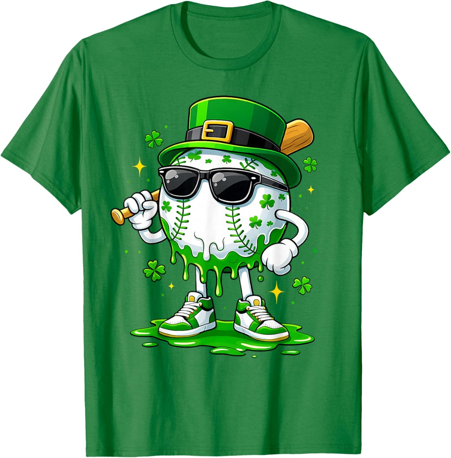 Baseball Drip Ice Cream Boys Youth Kids St Patricks Day T-Shirt - T-Shirt | Irish Green