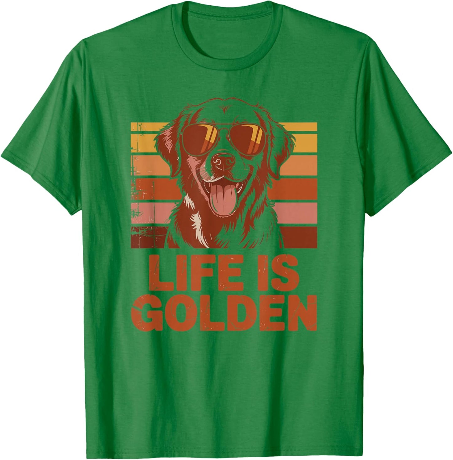 Golden Retriever Dog Life is Golden Retro Vintage T-Shirt - T-Shirt | Irish Green