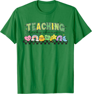 Teaching Lucky Charms Cute St Patrick’s Day Teacher Funny T-Shirt - T-Shirt | Irish Green