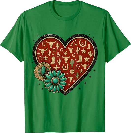 Howdy Valentine Rodeo Western Country Southern Men Women Kid T-Shirt - T-Shirt | Irish Green