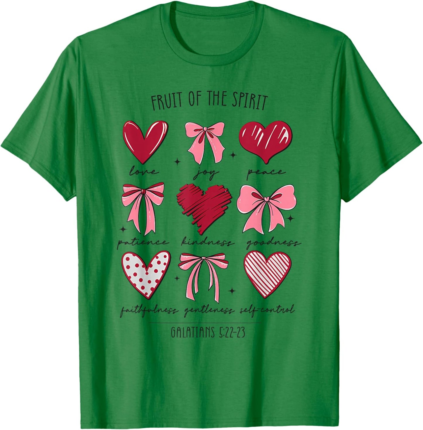 Fruit of The Spirit Christian Hearts Galatians 5:22-23 T-Shirt - T-Shirt | Irish Green