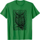 Owl Mystic Ornate Scroll Sketch Drawing T-Shirt - T-Shirt | Irish Green