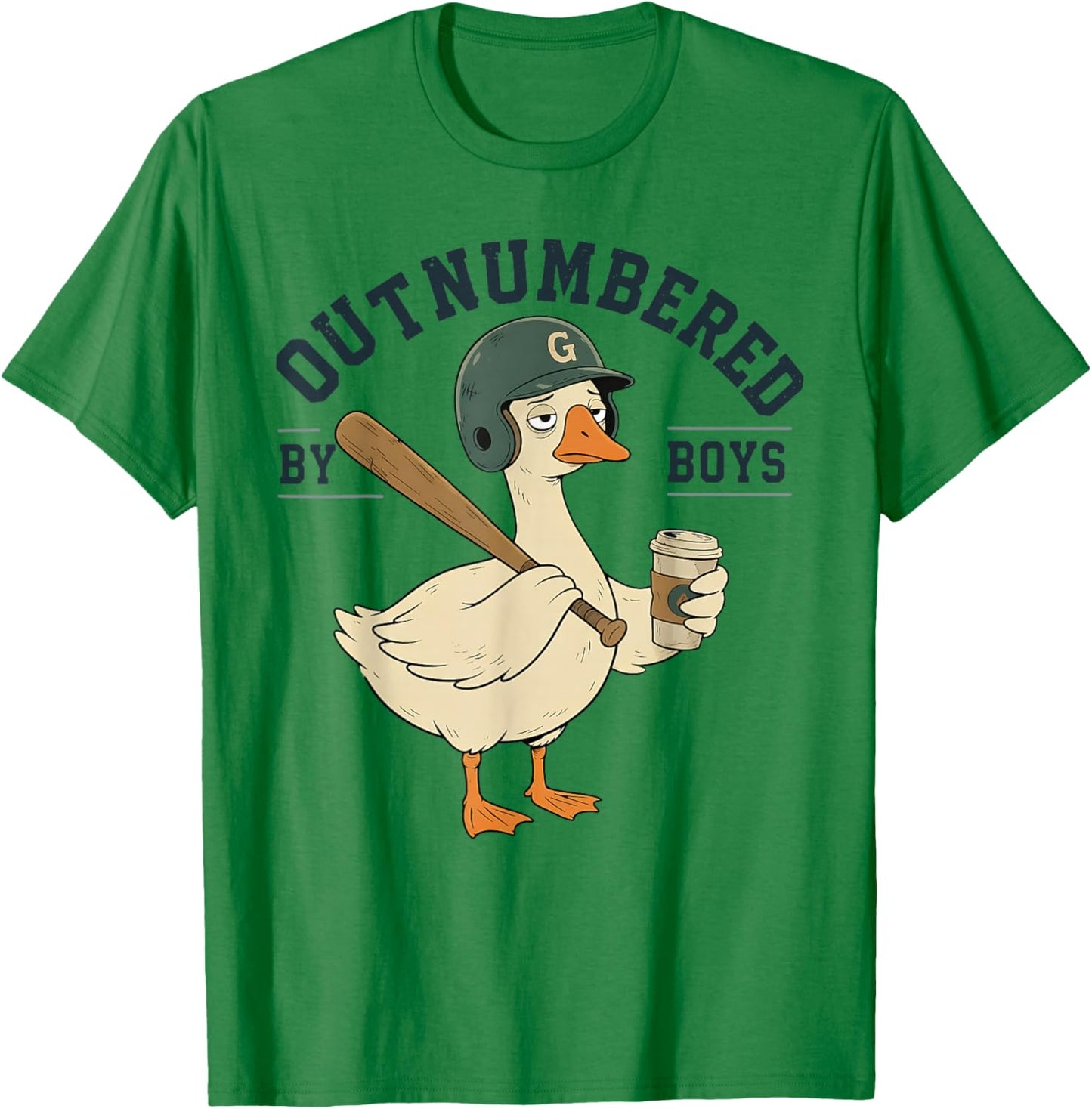 Outnumbered By Boys Goose Funny Boy Mom Life Meme T-Shirt - T-Shirt | Irish Green