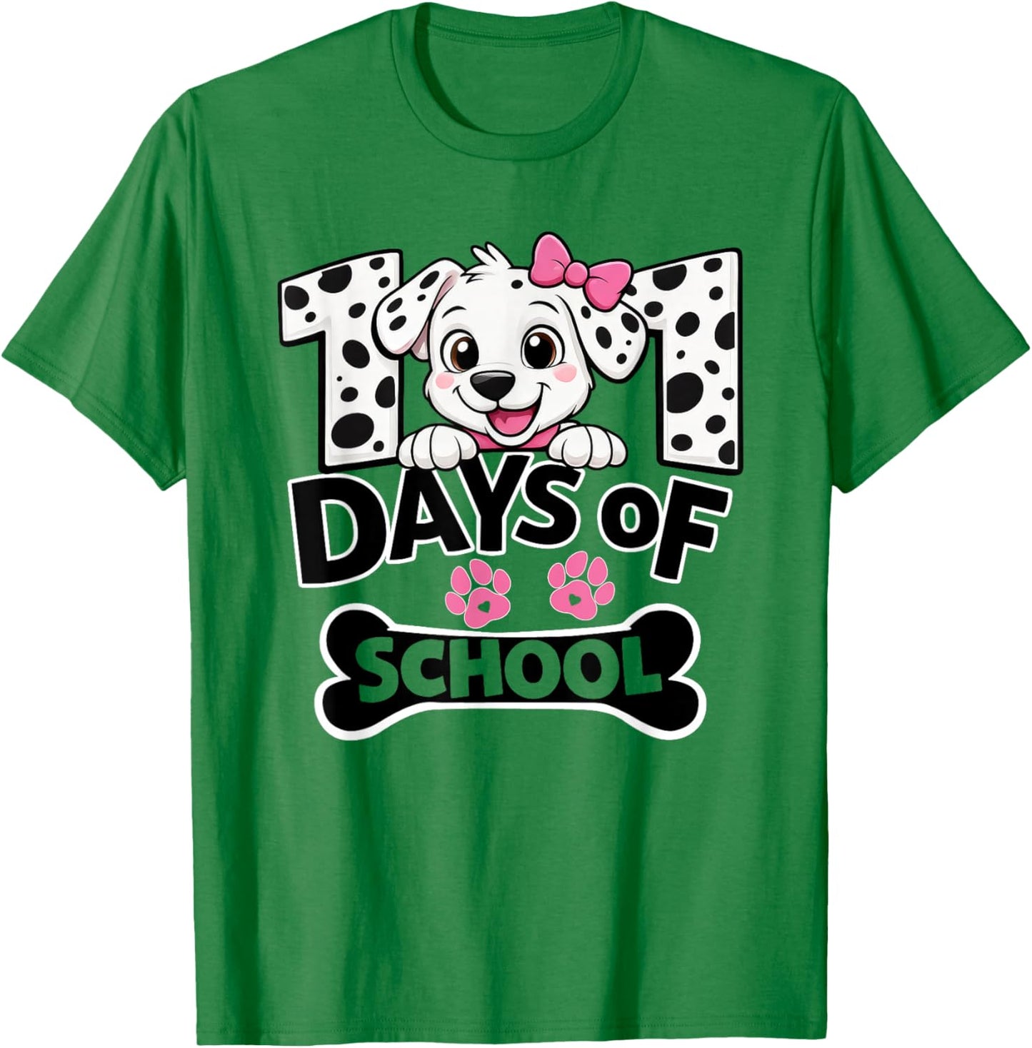 Funny 101 Days of School Dog for Kids Girls 100 Days Smarter T-Shirt - T-Shirt | Irish Green