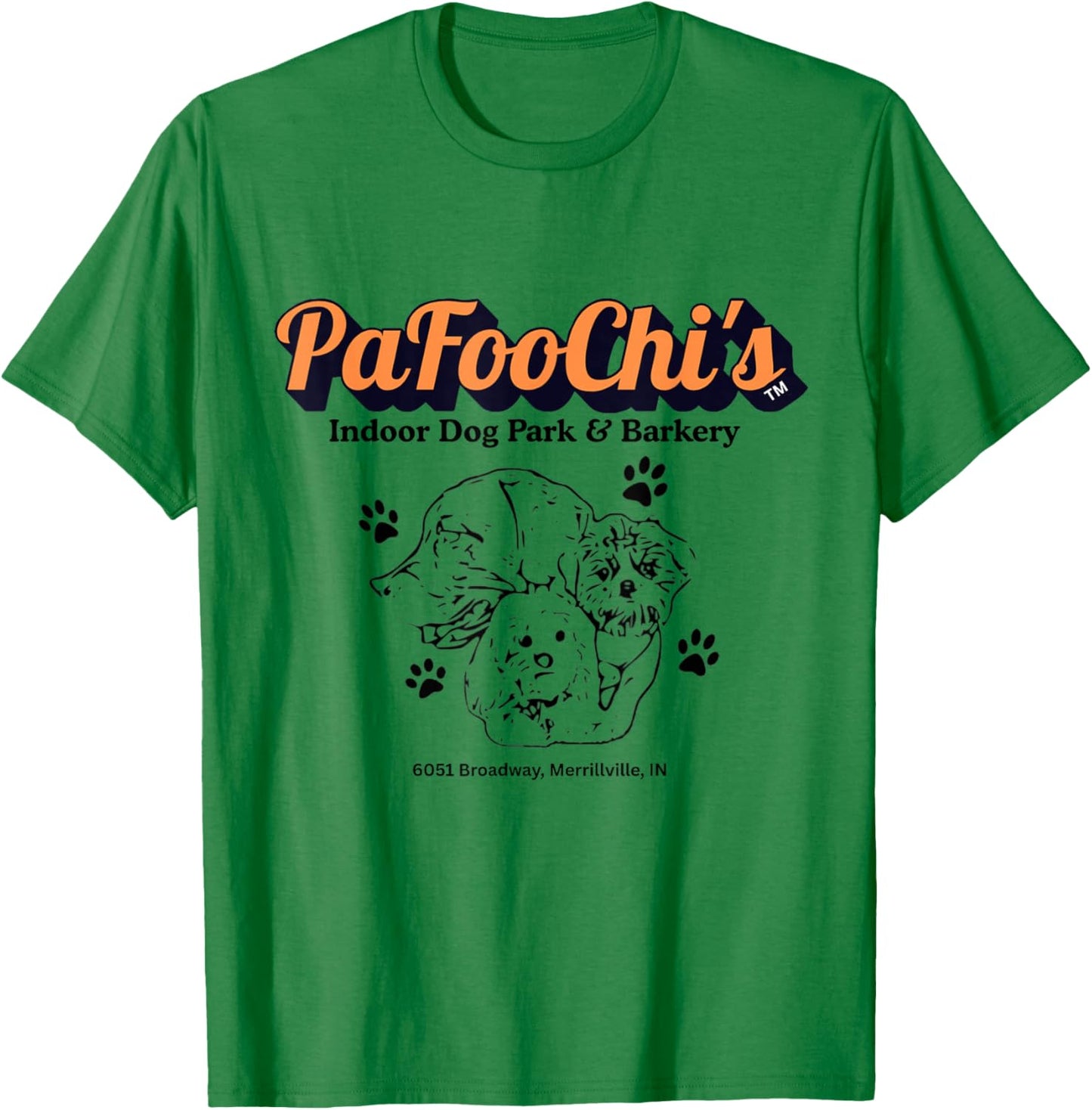 PaFooChi's Indoor Dog Park Two Sided Advertising Logo Brand T-Shirt - T-Shirt | Irish Green