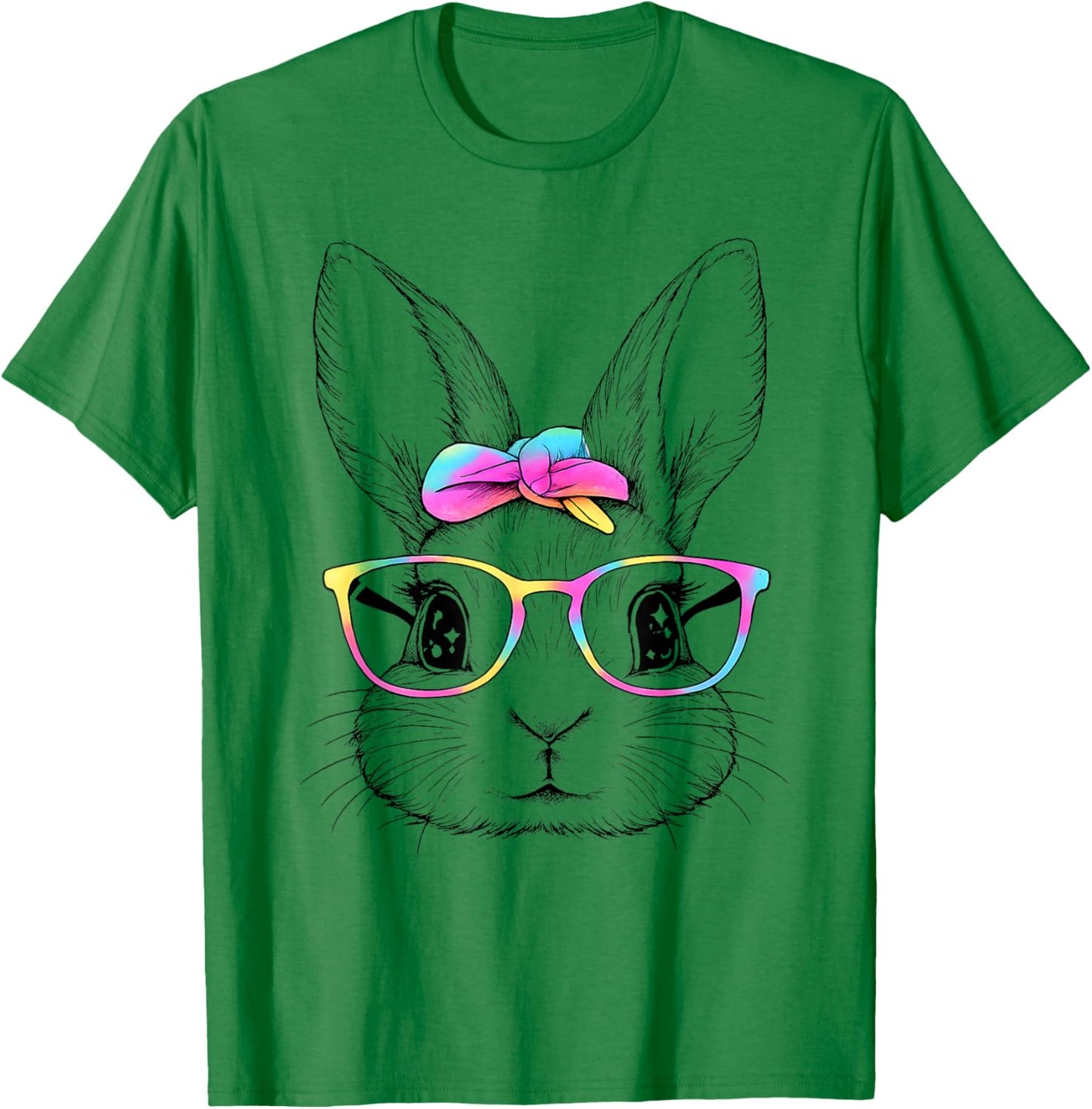 Cute Bunny Rabbit Face Happy Easter Day Women Girls Kids T-Shirt - T-Shirt | Irish Green