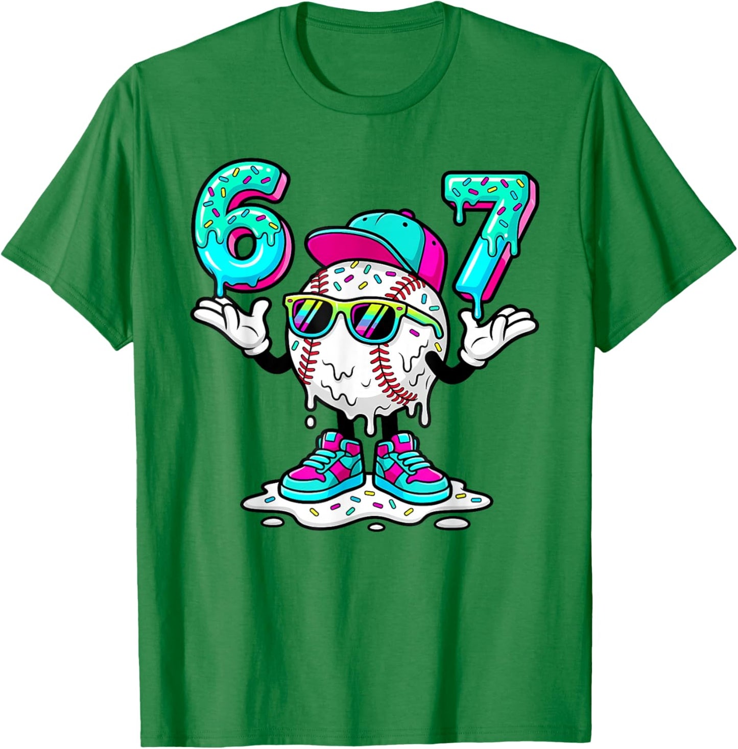 67 Baseball Drip Ice Cream 67 Baseball Men Boy Kids T-Shirt - T-Shirt | Irish Green