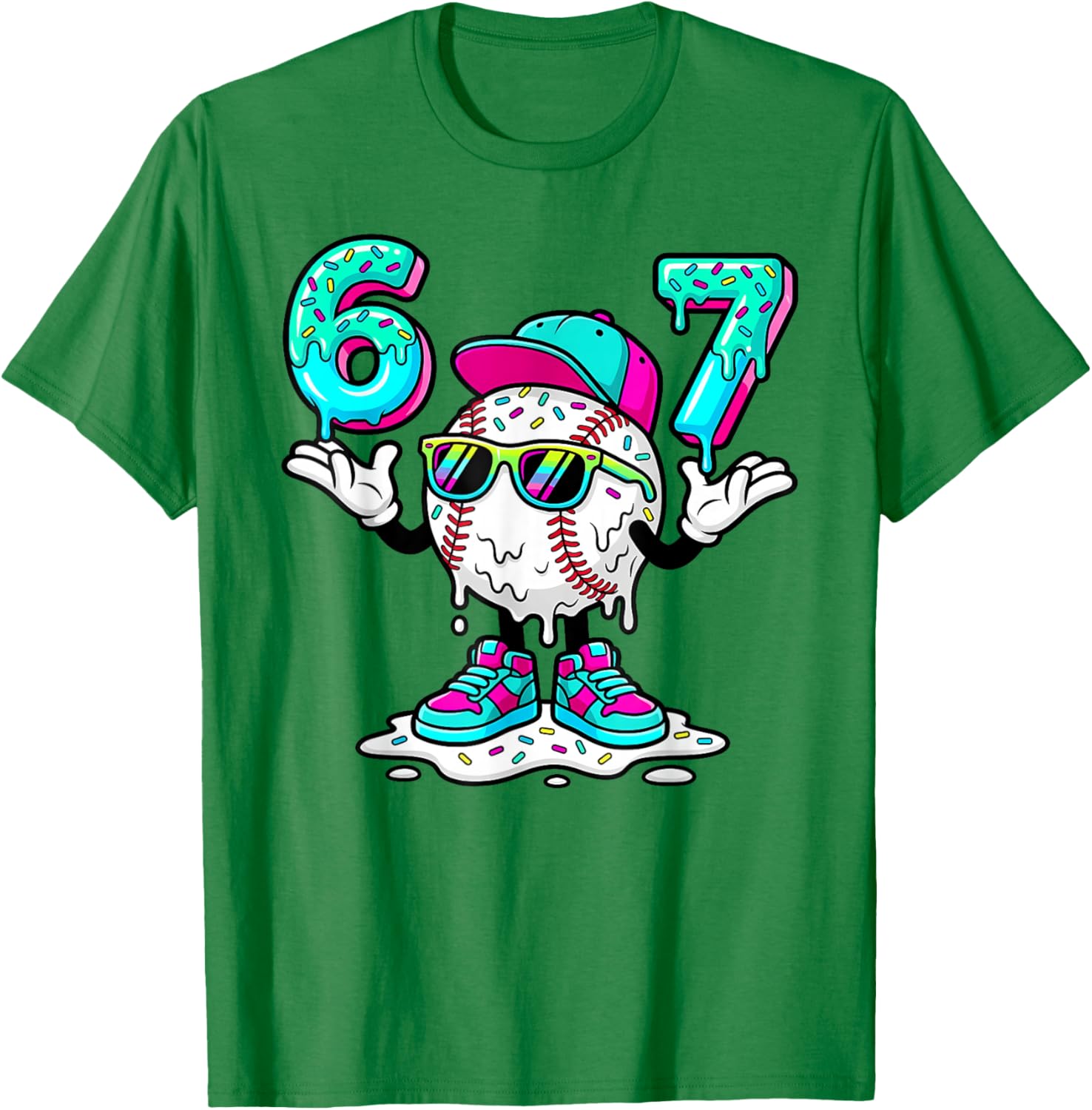 67 Baseball Drip Ice Cream 67 Baseball Men Boy Kids T-Shirt - T-Shirt | Irish Green