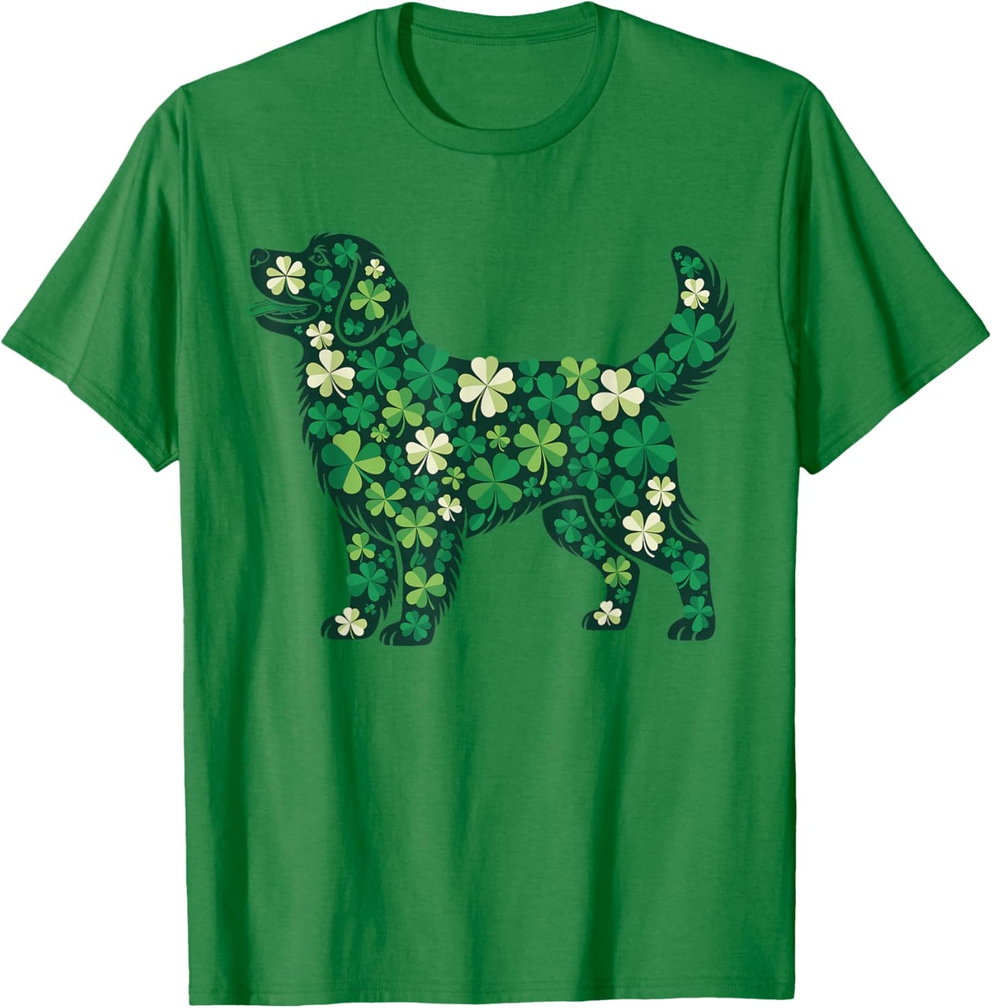 Golden Retriever St Patrick's Dog Shamrock Saint Pattys T-Shirt - T-Shirt | Irish Green