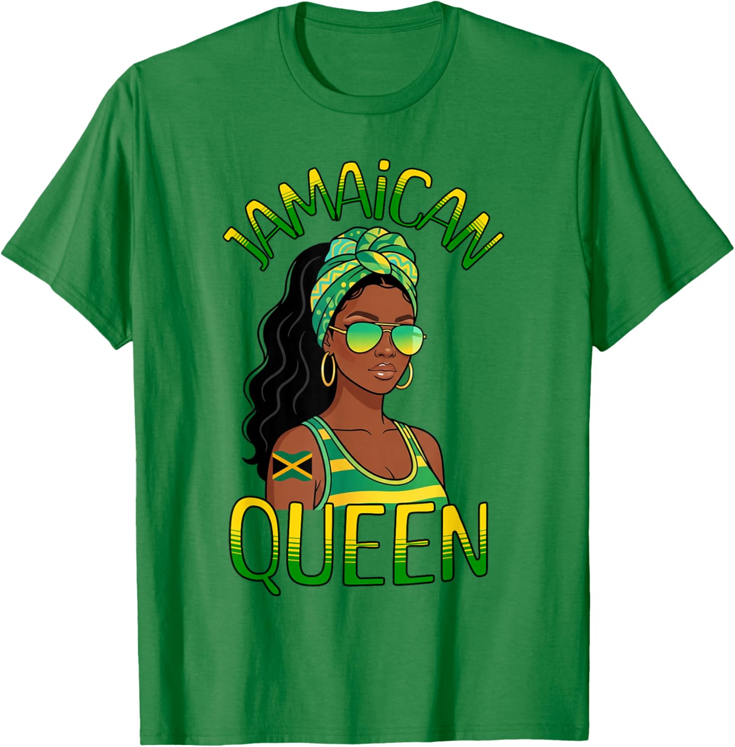 Jamaican Queen Unapologetic Melanin Woman Jamaica Flag-Theme T-Shirt - T-Shirt | Irish Green