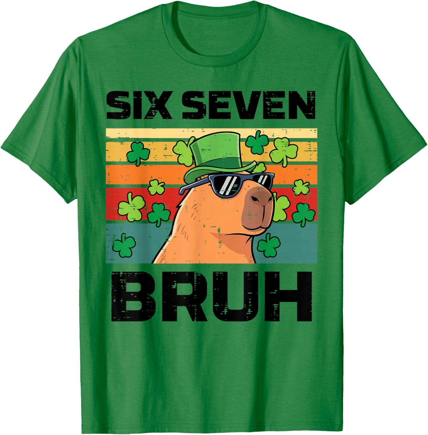 Six Seven Bruh Capybara 6 7 St Patricks Day Kids Boys Youth T-Shirt - T-Shirt | Irish Green