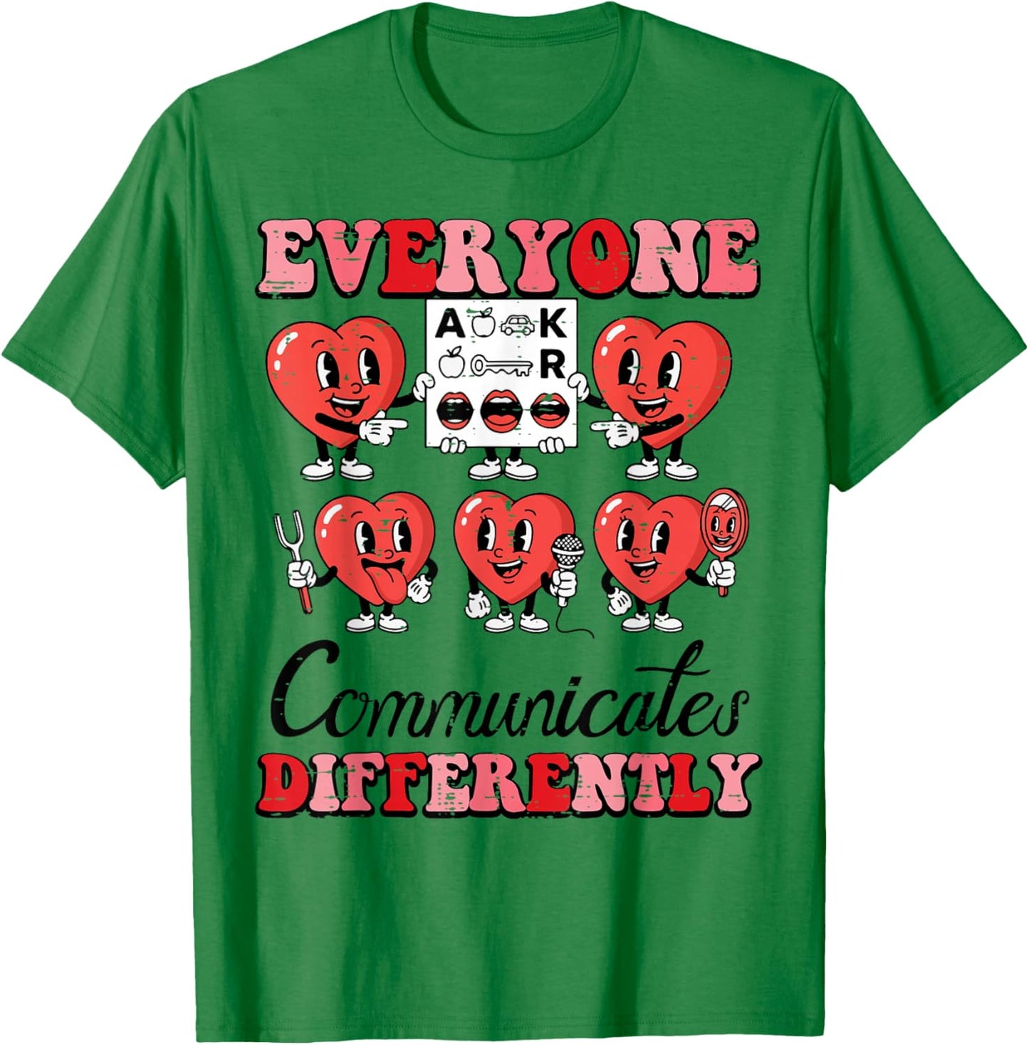 Everyone Communicates Differently Valentines Day Speech Kids T-Shirt - T-Shirt | Irish Green