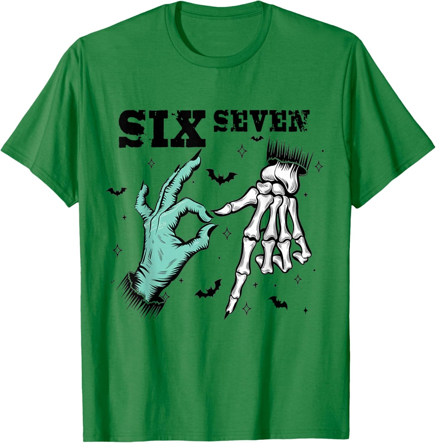 Funny 67 Meme Spooky Skeleton Six Seven Gen Alpha Slang T-Shirt - T-Shirt | Irish Green