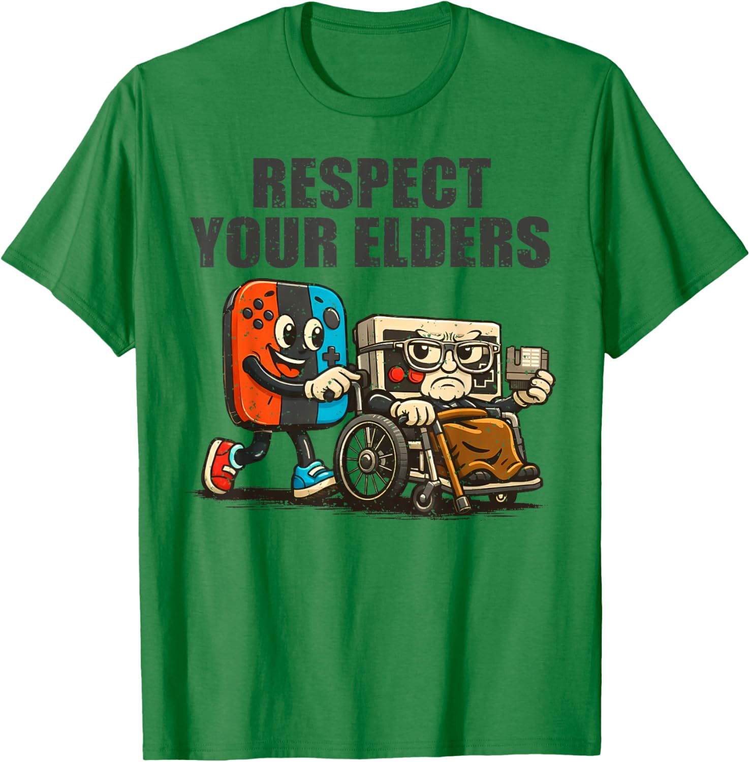 Respect Your Elders Retro Gaming Funny Gamer Controller 80s T-Shirt - T-Shirt | Irish Green