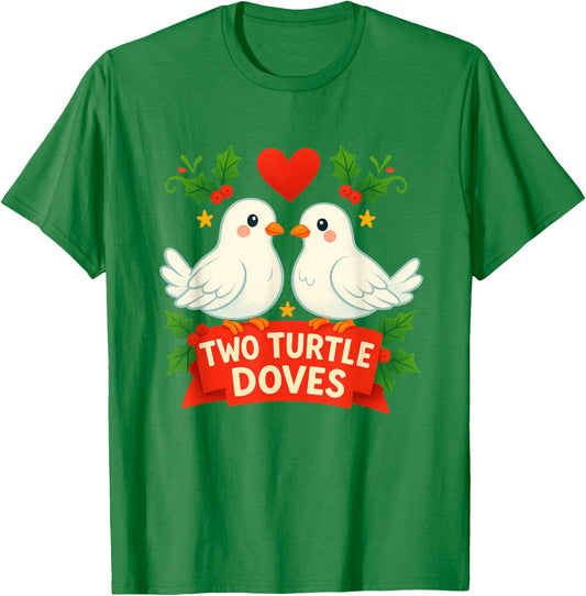Two Turtle Doves Cute Twelve Days of Christmas Awesome T-Shirt - T-Shirt | Irish Green