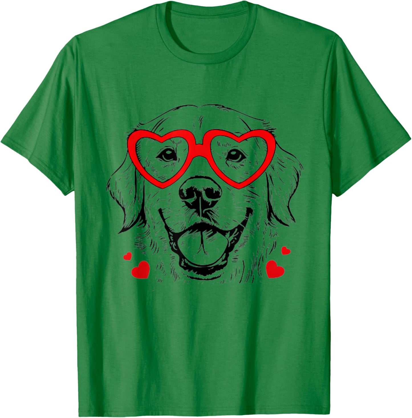 Golden Retriever Valentine Day, Heart Glasses Dog Lover T-Shirt - T-Shirt | Irish Green