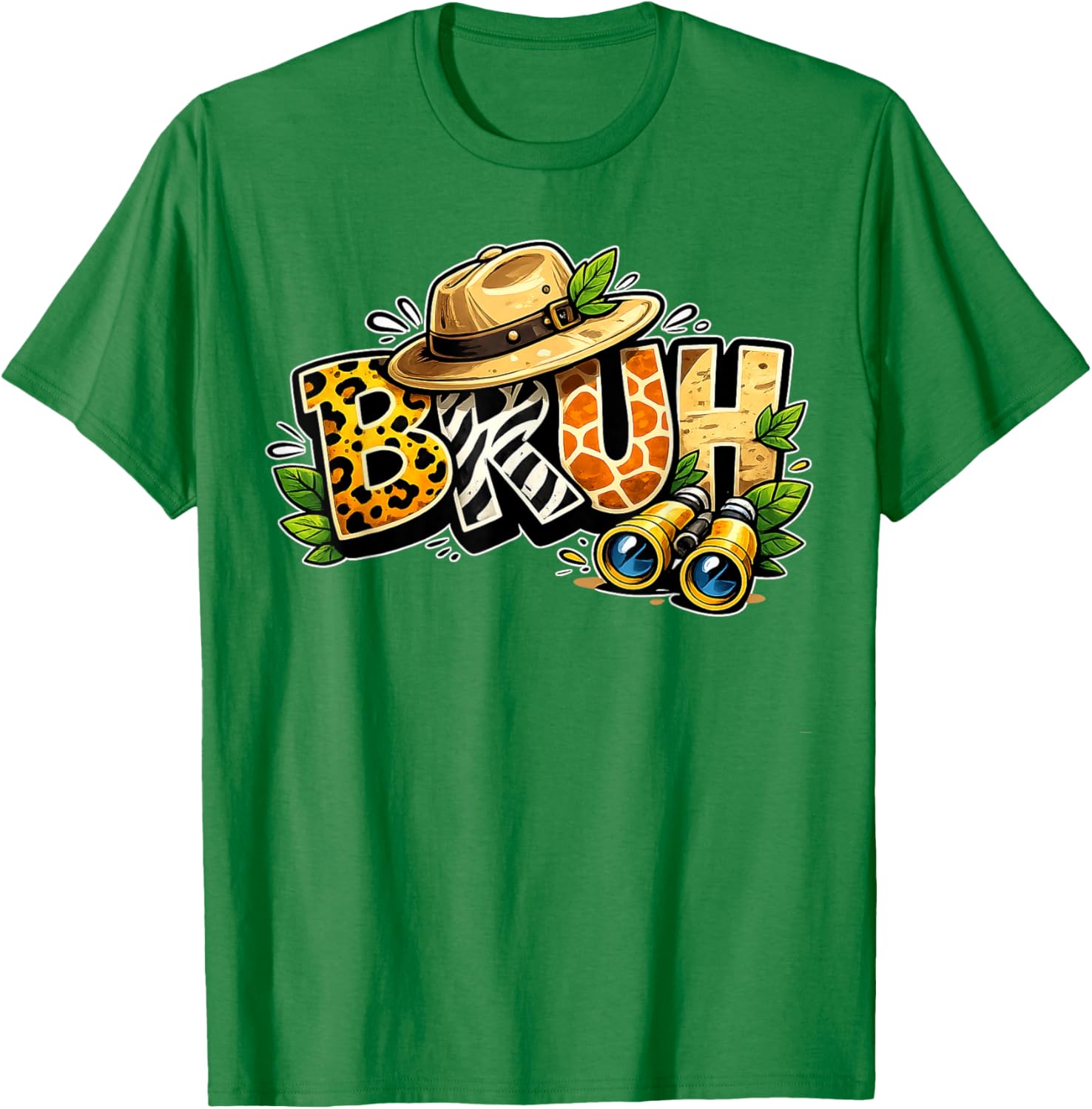 Bruh Safari Zookeeper Funny Animal Print Wildlife Boys Kids T-Shirt - T-Shirt | Irish Green